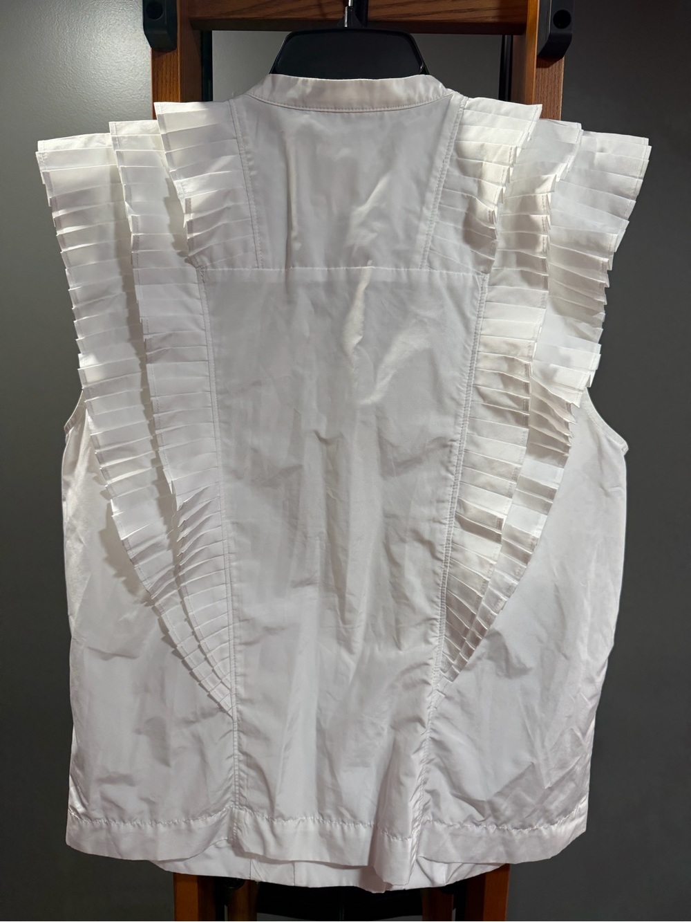 Maeve Anthropologie Pleated Ruffle Sleeveless Blouse White Size Large - Picture 5 of 7